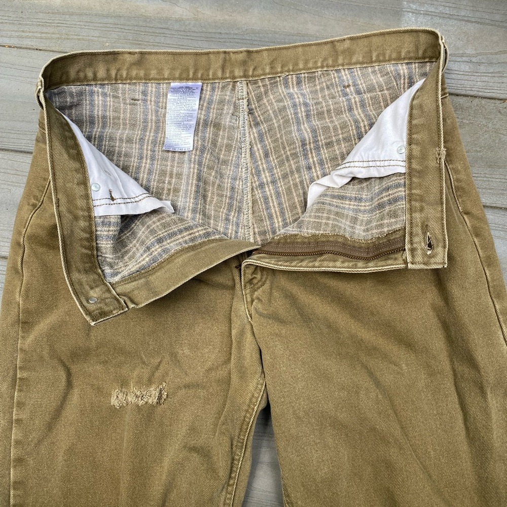 BEIGE CARHARTT DISTRESSED STRAIGHT LEG DENIM 36x34
